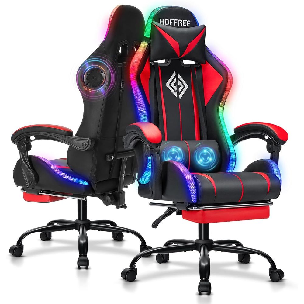 Music - RGB-Gaming-Stuhl mit Bluetooth-Lautsprechern und LED-Beleuchtung Ergonomischer