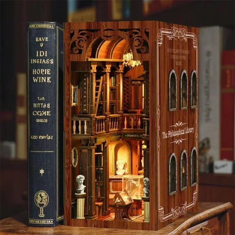 Philosophisches Bibliotheks-Bü – Diy Wooden Book Nook Kit Shelf Insert Bewertung und Preis