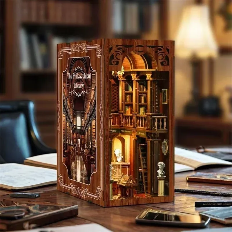 Philosophisches Bibliotheks-Bü – Diy Wooden Book Nook Kit Shelf Insert Bewertung und Preis