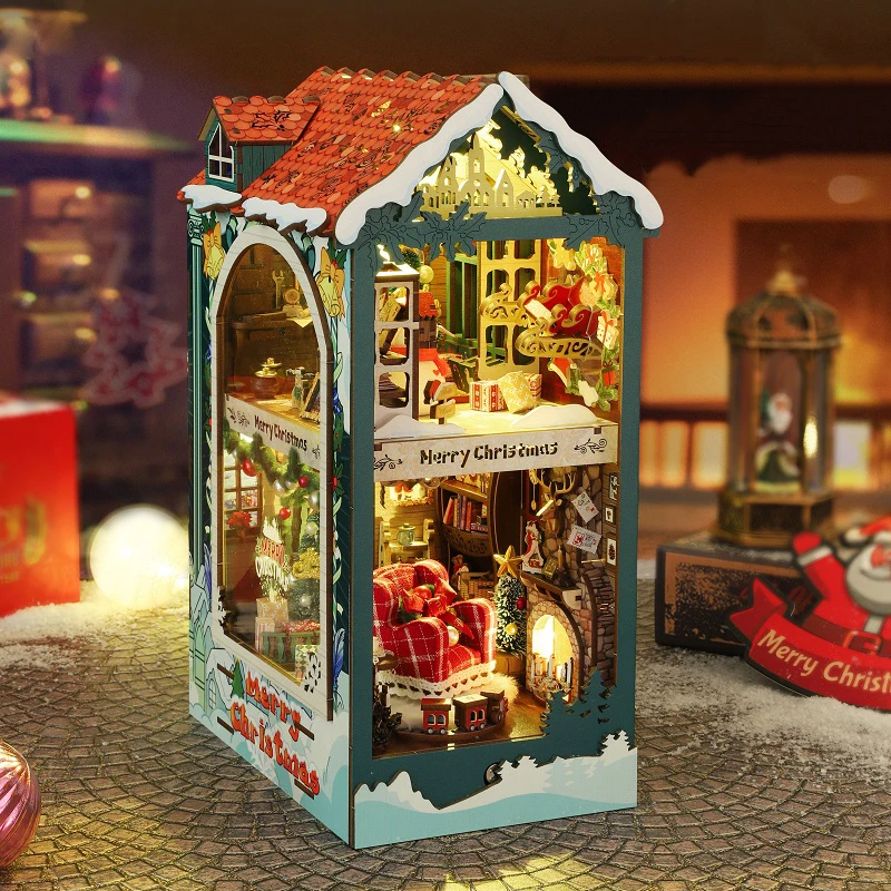 NEUE DIY Holz Frohe Weihnachte – Diy Wooden Book Nook Kit Shelf Insert Bewertung und Preis