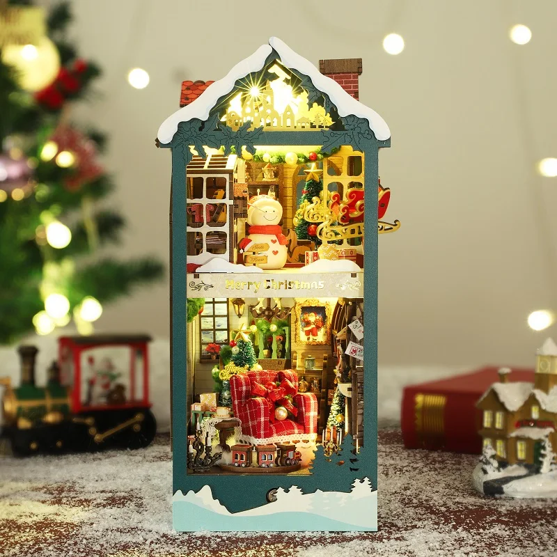 NEUE DIY Holz Frohe Weihnachte – Diy Wooden Book Nook Kit Shelf Insert Bewertung und Preis