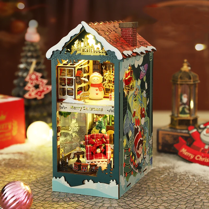 NEUE DIY Holz Frohe Weihnachte – Diy Wooden Book Nook Kit Shelf Insert Bewertung und Preis