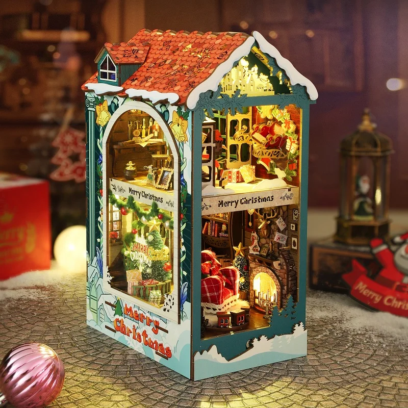 NEUE DIY Holz Frohe Weihnachte – Diy Wooden Book Nook Kit Shelf Insert Bewertung und Preis